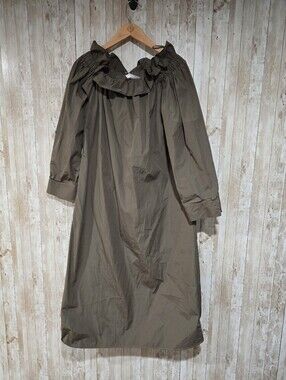 TWP Green Poplin Crisp Cotton Tent Off Shoulder Dress M/L